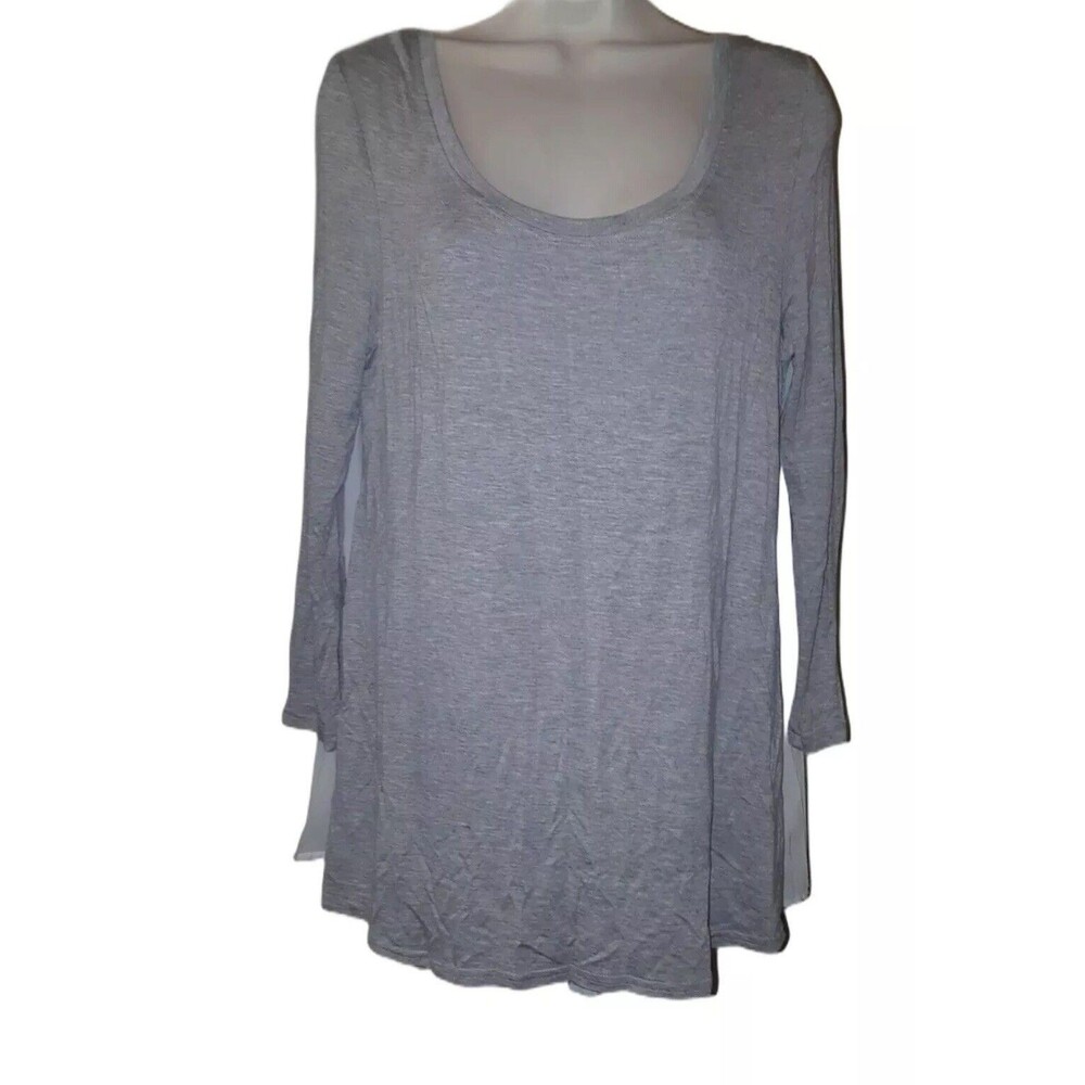 Adam Levine Gray Front White Sheer Accordion-style Hi-Lo Top Size Small